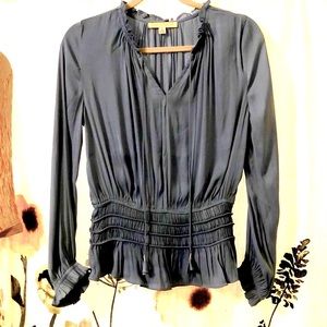 ✨ Boho Silky Baby Blue Peasant Top - Sz S!